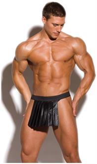 Men Gladiator Pleated Leather Kilt