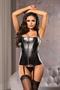 Black Faux Leather Zipper Corset