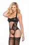 KITTEN LACE AND WET LOOK CORSET O/S