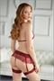 Lace and Mesh Bra and Garter G-string 2 pc set burgundy