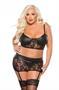 KITTEN LACE AND WET LOOK TOP and GARTER 3PC O/S-X