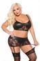 KITTEN LACE AND WET LOOK TOP and GARTER 3PC O/S-X