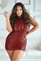 Leopard and Mesh Halter Dress burgundy