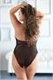 Mesh and Eyelash lace Open teddy black