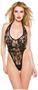 Lace and Wet Look Halter Teddy