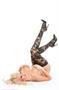 KITTEN LACE AND WET LOOK TIGHTS WITH G-STRING  O/S