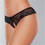 Open Panty. Lace and mesh front with dual bow trim. Lace back with dual straps.