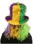 Mardi Gras Tinsel Top Hat with Curly Wig