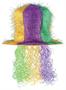 Mardi Gras Tinsel Top Hat with Curly Wig