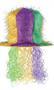 Mardi Gras Tinsel Top Hat with Curly Wig