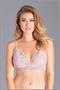 Crop top style soft cup bra with lace fabric and lined front cups