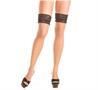 Nude thigh highs with lace top and "L'amour" backseam