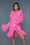 Sheer short length robe with chandelle boa feather trim