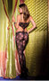 1 piece lace crotchless bodystocking with cut out front and floral design.