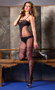 Halter top bodystocking with geometric patterns.