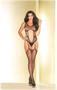 Sheer suspender bodystocking with cutout front and sides. Thong not included.