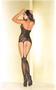 Sheer suspender bodystocking with plunging neckline. 