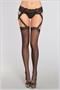 Criss-cross lace garter attached to sheer thigh highs