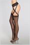 Criss-cross lace garter attached to sheer thigh highs