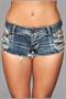 Distressed Side Cutout Shorts - Medium Wash