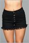 Fringed Button Up Shorts - Black