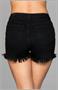 Fringed Button Up Shorts - Black