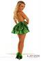 Green Satin Layered Ruffle Skirt