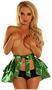 Green Satin Layered Ruffle Skirt