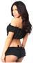 Black Short Sleeve Peasant Top