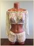 Cream Sheer Lace Long Sleeve Peasant Top