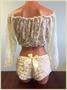Cream Sheer Lace Long Sleeve Peasant Top