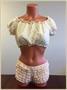 Cream Lined Lace Short Sleeve Peasant Top