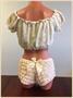 Cream Lined Lace Short Sleeve Peasant Top