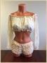 Cream Lined Lace Long Sleeve Peasant Top