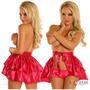 Fuchsia Satin Layered Ruffle Skirt