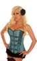 Blue Buckled Brocade Steel Boned Corset