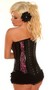 Fuchsia Sheer Lace Steel Boned Corset with Ruffle Trim main image 0