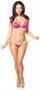 Fuchsia Sequin Pucker Back Bikini w/Gold Lace