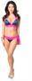 Navy Sequin Pucker Back Bikini w/Fuchsia Lace