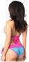 Turquoise Sequin Pucker Back Bikini w/Fuchsia Lace