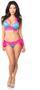 Turquoise Sequin Pucker Back Bikini w/Fuchsia Lace