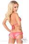 Coral Rhinestone Rings Pucker Back Bikini