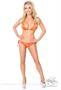 Orange Hologram Rhinestone Pucker Back Bikini