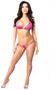 Fuchsia Hologram Rhinestone Pucker Back Bikini
