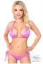 Fuchsia Foil Dot Pucker Back Bikini w/Rhinestones