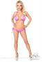 Fuchsia Foil Dot Pucker Back Bikini w/Rhinestones