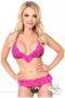 Camouflage Pucker Back Bikini w/Fuchsia Lace Trim