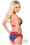 Navy Stars with Red Lace Trim Pucker Back Bikini