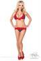 Navy Stars with Red Lace Trim Pucker Back Bikini