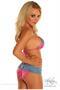 Pink Glitter Lace Trim Pucker Back Bikini